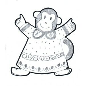 Vystrihovačka - Opica v pyžame -