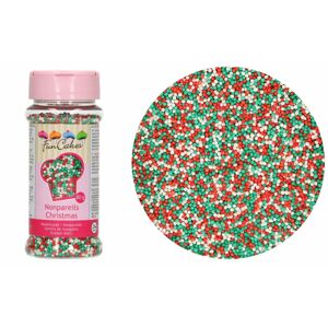 Cukrové guľôčky na zdobenie zeleno-červeno-biele - Vianočné - 80 g - FunCakes