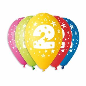 Balónky potisk čísla "2" - 5ks v bal. 30cm - SMART