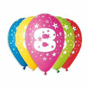 Balónky potisk čísla "8" - 5ks v bal. 30cm - SMART
