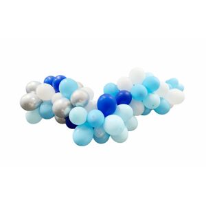 Balónová girlanda modrá - biela - strieborná 200 cm - 60 ks balónov - Partydeco