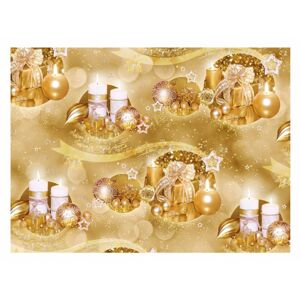 Baliaci papier klasický - vianočné zlaté sviečky - listy 100x70 cm - MFP Paper