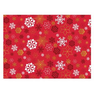 Vianočný baliaci papier klasický - červený so snehovými vločkami - listy 100x70 cm - MFP Paper