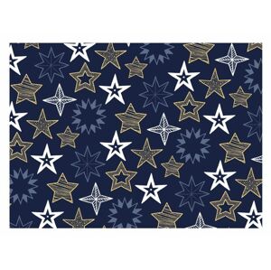 Baliaci papier Vianočný LUX - modrý + zlaté hviezdy - listy 100 x 70 cm - MFP Paper