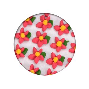 Cukrová dekorácia - Kvety jednoduché s lístkom 35 ks červené - Frischmann