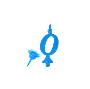 Narodeninová sviečka s držiakom na špendlík - číslice modrá 0 - Modecor