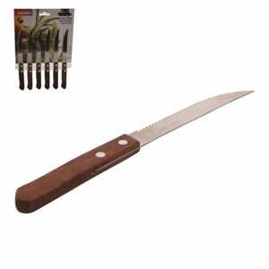 Steakový nôž - nehrdzavejúca oceľ/drevo - 6 ks - ORION