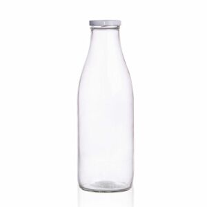 Sklenená fľaša + uzáver na mlieko 1l číra - ORION