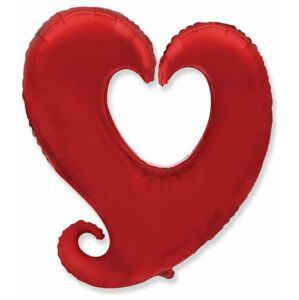 Fóliový balón Srdce skrútené - červený 90 cm - Flexmetal