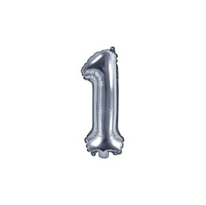 Balónové číslice strieborné 35 cm - 1 (NEMÔŽE SA NAPLNIŤ HELIEM) - PartyDeco