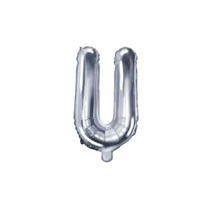 Fóliový balón písmeno "U", 35 cm, strieborný (NELZE PLNIT HELIEM) - PartyDeco