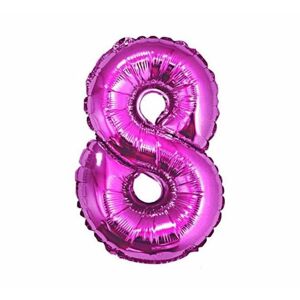 Balónik s číslicami z ružovej fólie 35 cm - 8 (NEMÔŽE SA NAPLNIŤ HELIEM) - GoDan