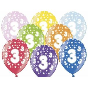 Silné balóny 30 cm metalický mix - narodeniny č. 3 - PartyDeco