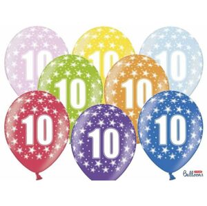 Silné balóny 30 cm metalický mix - narodeniny č. 10 - xPartydeco