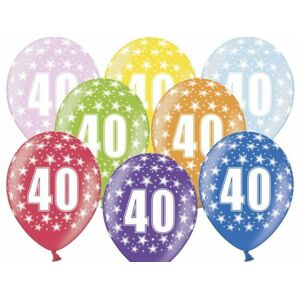 Silné balóny 30 cm metalický mix - narodeniny č. 40 - PartyDeco