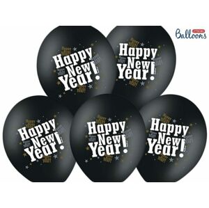 Balóniky 30 cm metalické čierne - Šťastný nový rok - Silvester - xPartydeco