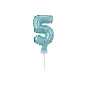 Balónové fóliové číslice tyrkysové (Tiffany) 12,5 cm - 5 s držiakom - BALONČ