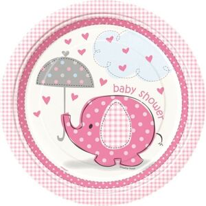 Taniere umbrellaphants "Baby shower" - Dievča / Girl - 22 cm, 8 ks - UNIQUE