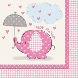 Servítky Umbrellaphants "Baby shower" - Dievča / Girl 16 ks - UNIQUE