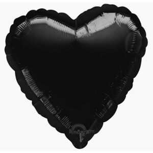 Fóliový balón 45 cm Srdce čierne - UNIQUE