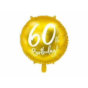 Balón foliový 60. narozeniny zlatý, 45 cm - PartyDeco