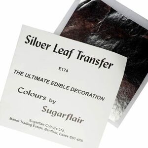 Jedlé striebro - fólie transfer 9,5x9,5 cm - 1 ks - Sugarflair Colours