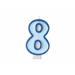 Narodeninová sviečka 8, modrá, 7 cm - PartyDeco