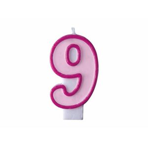 Narodeninová sviečka 9, ružová, 7 cm - PartyDeco
