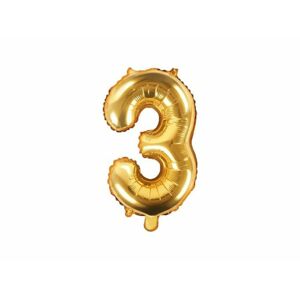 Fóliové balóniky s číslicami zlaté 35 cm - 3 (NEMÔŽE SA NAPLNIŤ HELIEM) - PartyDeco