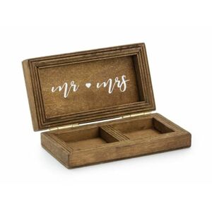 Drevená krabička na svadobné obrúčky 10 x 5,5 cm - PartyDeco