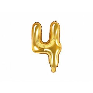 Balón foliový číslice zlatá 35 cm - 4 (NELZE PLNIT HELIEM) - PartyDeco
