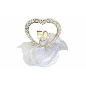Zlatá svadba - číslo 50 v srdci - svadobné figúrky na tortu - Modecor