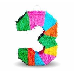 Piñata číslo " 3 " farebná - rozbitná, 50x35x7,5 cm - GoDan
