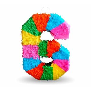 Piñata číslo " 6 " farebná - rozbitná, 50x35x7,5 cm - GoDan
