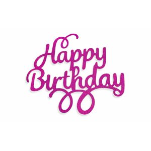 Ružový zápich - topper na tortu Happy Birthday 14 cm - Dortmarket