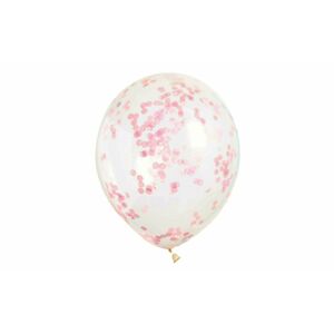 Balóniky 6 ks 30 cm - transparentné s ružovými konfetami - UNIQUE