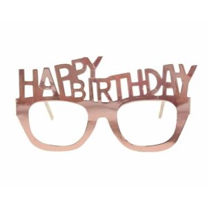 Papírové brýle Happy Birthday, rose gold - růžovozlaté 4 ks - GoDan