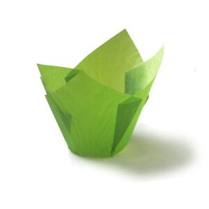 Papierové košíčky na muffiny tulipán zelený papierový 12 ks -