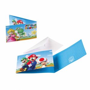 Pozvánky na Super Mario Party - 8 ks - Amscan