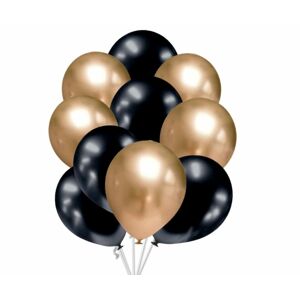 Balónky chromové zlaté a grafitově černé 10 ks 30 cm mix - Amscan