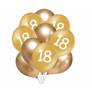 Balóniky 18 narodeninové zlaté 10 ks 30 cm mix -