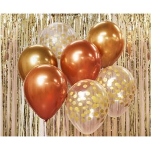 Sada latexových balónků - chromovaná růžovozlatá / rosegold 7 ks, 30 cm - GoDan