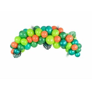 Balónová girlanda - sada zelená - oranžová - DINO / JUNGLE 200 cm, 60 ks - xPartydeco