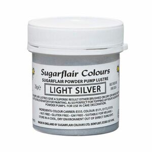 Sugarflair strieborná prášková farba / náplň do pumpičky - Light Silver - 25g - Sugarflair Colours